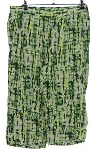 Dámske zeleno-béžové vzorované culottes nohavice Laura Torelli