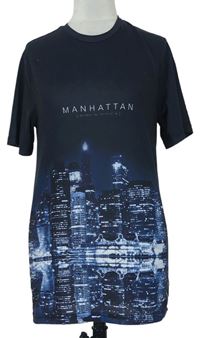 Pánske tmavosivé tričko s potiskem Manhattan