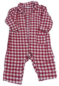 Červeno-biely kockovaný overal The little white company