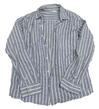 Modro-bílá pruhovaná lněná košile Zara
