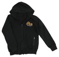 Čierna prepínaci mikina s medvěďom a kapucňou