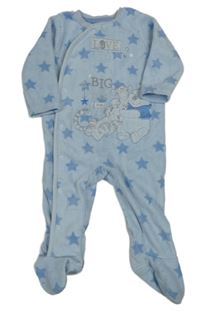 Svetlomodrý fleecový overal s hviezdami a Medvídkem Pú George