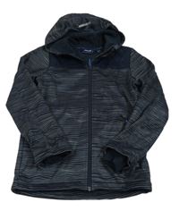 Tmavomodro-sivá pruhovaná softshellová bunda s kapucňou zn. crivit