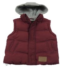 Mahagónovoá šušťáková zateplená vesta s kapucňou Little rebel