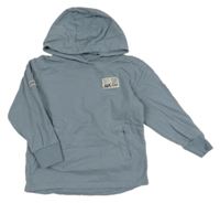 Svetlomodrá mikina s nášivkou a kapucňou Little kids