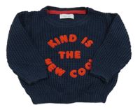 Tmavomodrý sveter s nápisom Primark