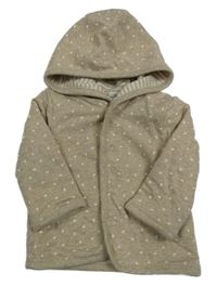 Béžová puntíkatá podšitá propínací mikina s kapucí Topomini