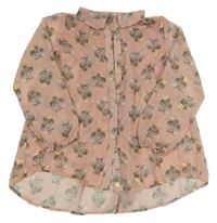 Světlerůžová šifonová halenka s králíčky