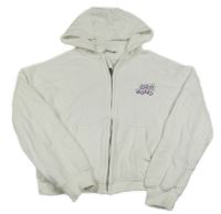 Biela crop prepínaci mikina s nápisom a kapucňou George