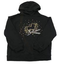 Čierna mikina s potlačou a kapucňou Primark