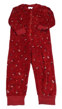 Červený květinový chlupatý overal Next