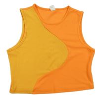Oranžovo-žltý rebrovaný crop top Shein