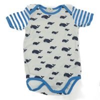 Bílo-modré pruhované body s velrybami Alana 