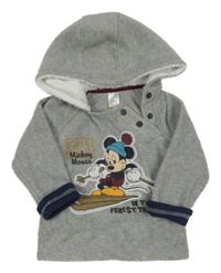 Sivá fleecová mikina s Mickey a kapucňou C&A