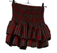 Dámska červeno-farebná kockovaná vrstvená sukňa