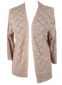 Dámsky staroružový děrovaný svetrový cardigan Peacocks