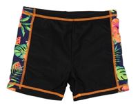 Černé nohavičkové plavky s obrázky na boku