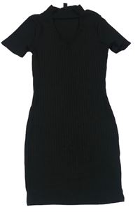 Čierne rebrované elastické šaty New Look