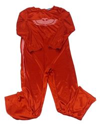Kockovaným - Červený vzorovaný overal s potiskem - Pyžamasky