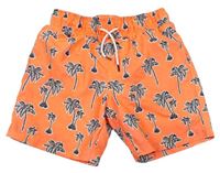 Neónově oranžové plážové kraťasy s palmami Primark