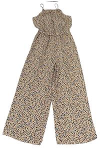 Hnedo-lososový kvetovaný nohavicový overal H&M