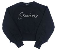 Čierna crop mikina s logom Skechers