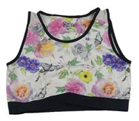 Bielo-kvetovaný športový crop top F&F
