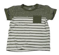 Khaki-bílé pruhované tričko Topolino
