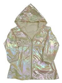 Svetloružová metalická ľahká parka s kapucňou
