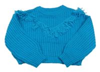Modrý crop sveter s strapcemi Matalan
