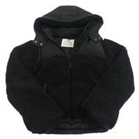 Čierna šusťákovo/huňatá zimná crop bunda s kapucňou F&F