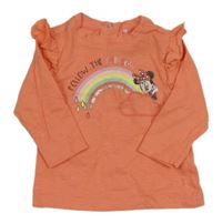 Korálové triko s duhou a Minnie Disney