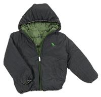 Tmavosivá šušťáková zimná obojstranná bunda s dinem a kapucňou Nutmeg