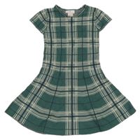 Zeleno-biele kockované pletené šaty