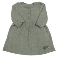 Světlekhaki melírované rebrované úpletové šaty s nápismi Nutmeg