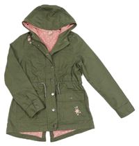 Khaki plátěná jarní parka s kapucí Yigga