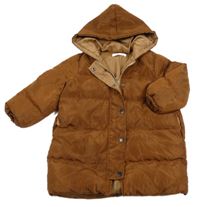 Medový šušťákový zimný kabát Shein