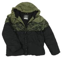 Kaki-army-čierna šušťáková zimná bunda s kapucňou George