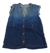 Modré rifľové ombré prepínaci šaty