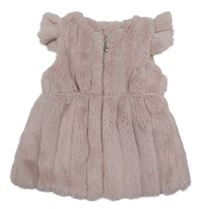 Svetloružová rebrovaná kožušinová zateplená vesta