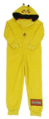 Žltá chlpatá kombinéza a kapucí - Pikachu