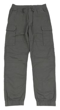 Sivé plátenné cuff nohavice s úpletovým pasom H&M