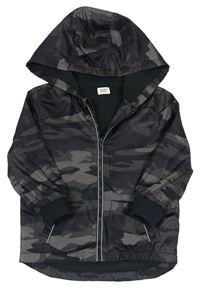 Tmavosivá army šušťáková jarná bunda s kapucňou F&F