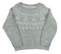 Sivo-biely vzorovaný sveter s korálkami Matalan