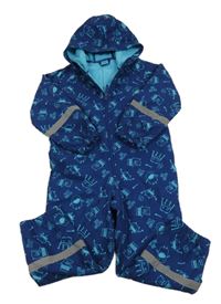 Tmavomodrá softshellová kombinéza s príšerkami a kapucňou Kiki&Koko