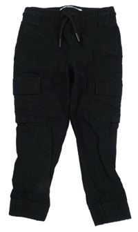 Čierne plátenné cargo cuff nohavice Denim Co.