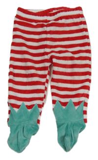 Červeno-bílé pruhované sametové polodupky - Elf Dunnes