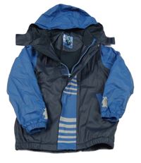 Tmavomodro-modrá nepromokavá jarná bunda s odopínacíá kapucňou Tchibo