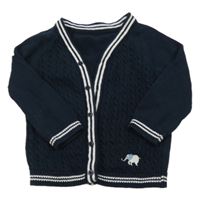 Tmavomodrý vzorovaný propínací svetr s proužky Nutmeg