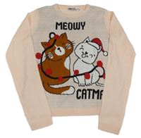 Broskvový sveter s mačkami Pepperts